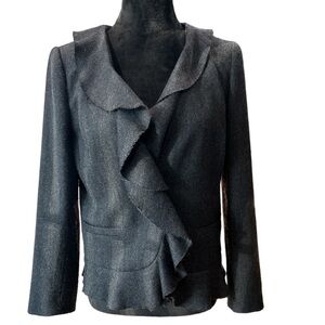 J. Crew Womens Wool Blazer Coat Ruffle Collar and Hem Size 6 jacket  EUC